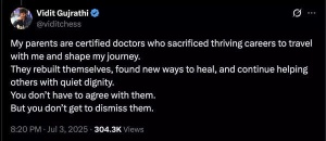 Chess Star Vidit Gujrathi Clashes with 'LiverDoc' Over Family's Medical Credentials