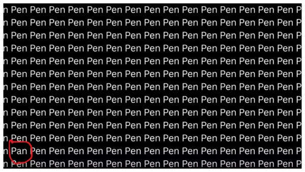 Optical illusion image with the word 'pens' repeated.
